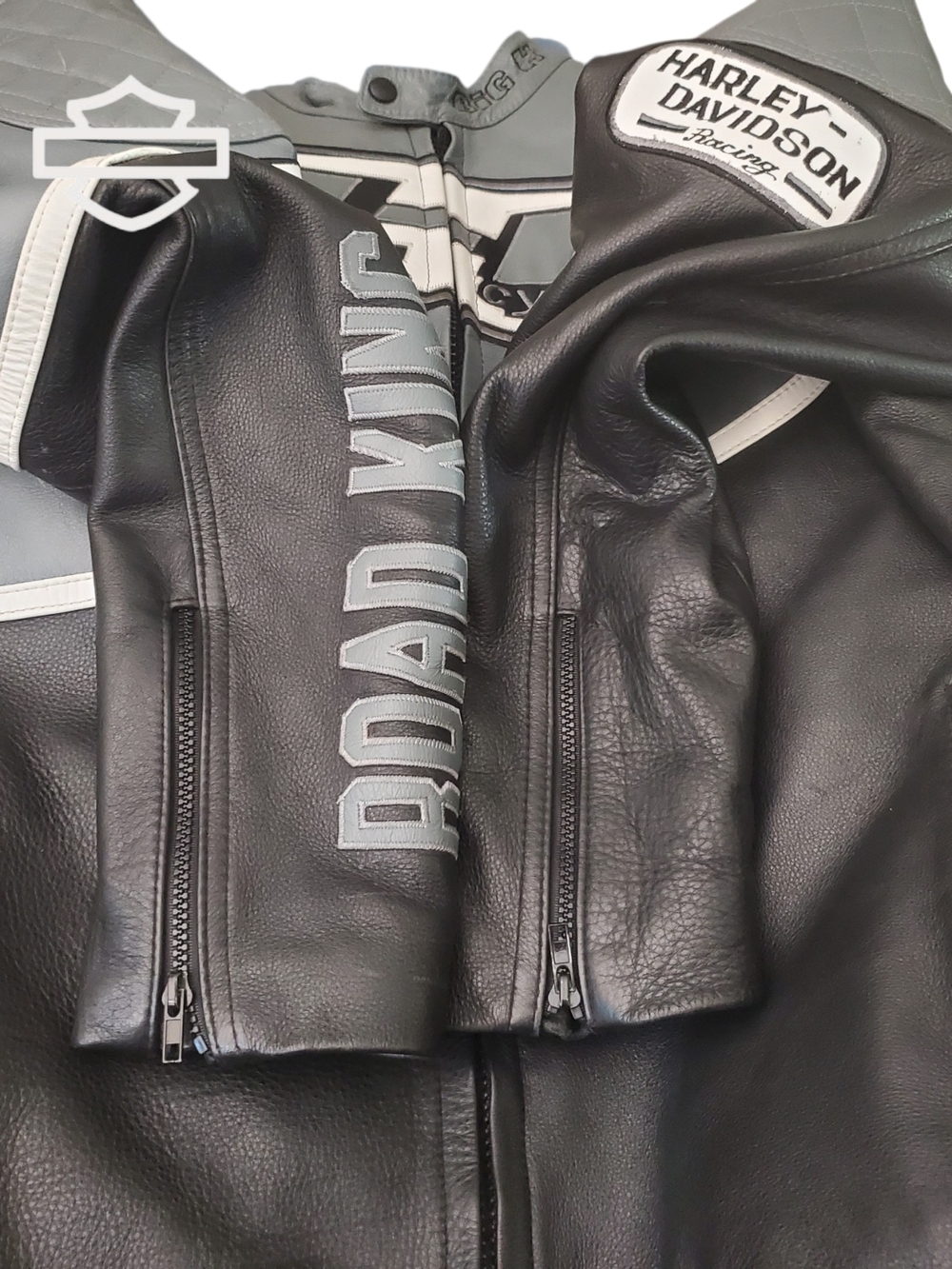 Harley-Davidson Road King Black and Gray Leather Riding Jacket - Picture 15 of 15